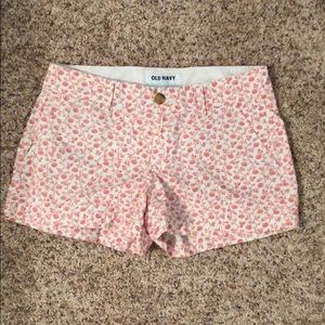 Old navy cream and red flowered shorts